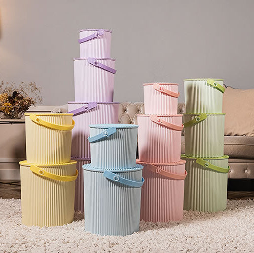 Omnioutil Macaron Aufbewahrungseimer mit Deckel - Peach