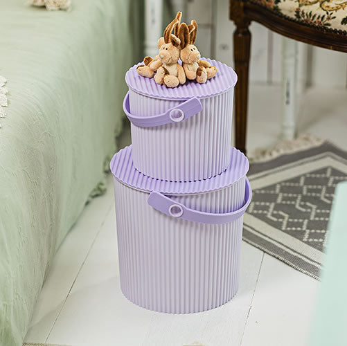 Omnioutil Macaron Aufbewahrungseimer mit Deckel - Grape