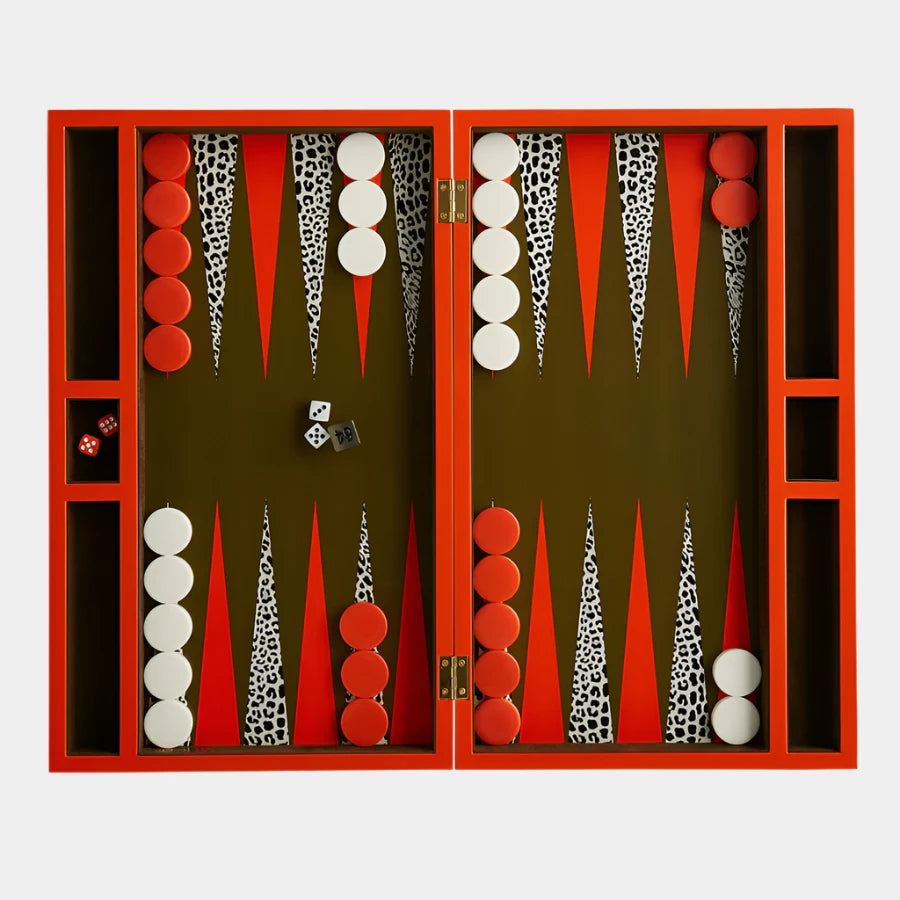 Leopard Backgammon-Set, Porzellan-Brettspiel