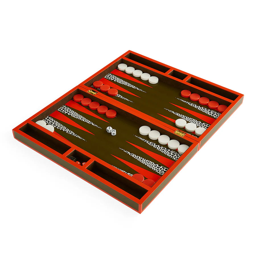 Leopard Backgammon-Set, Porzellan-Brettspiel