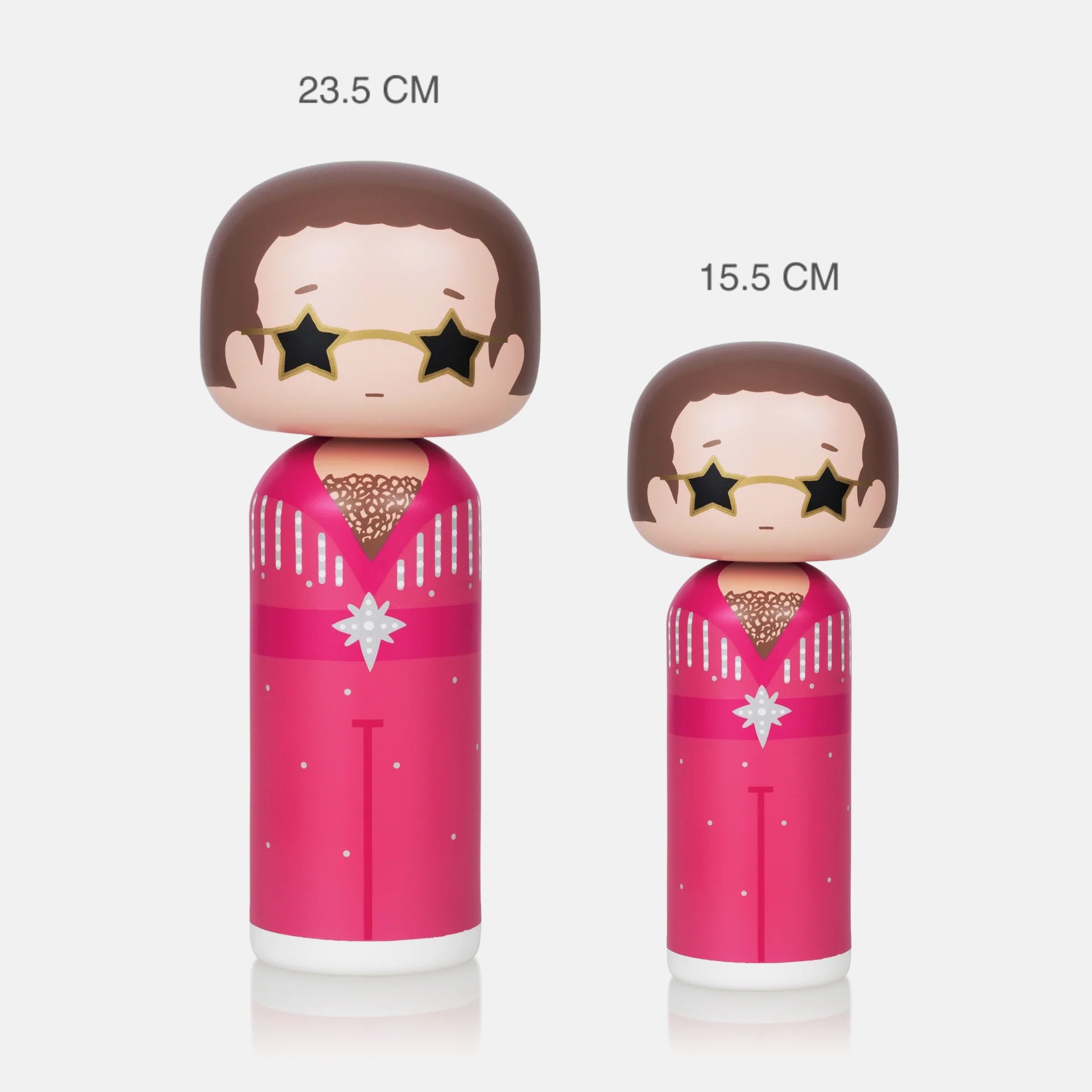 Kokeshi-Puppe aus Holz - Elton Rosa Outfit