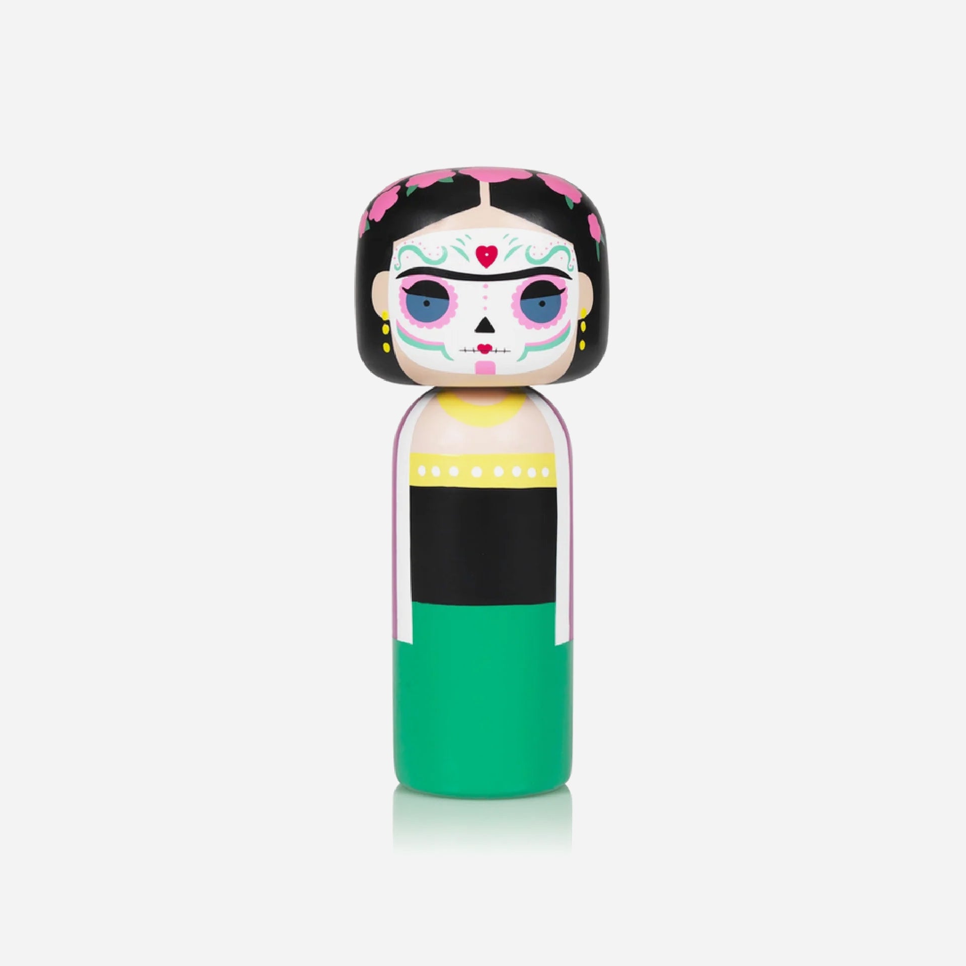 Kokeshi-Puppe aus Holz - Frida Dia De Los Muertos