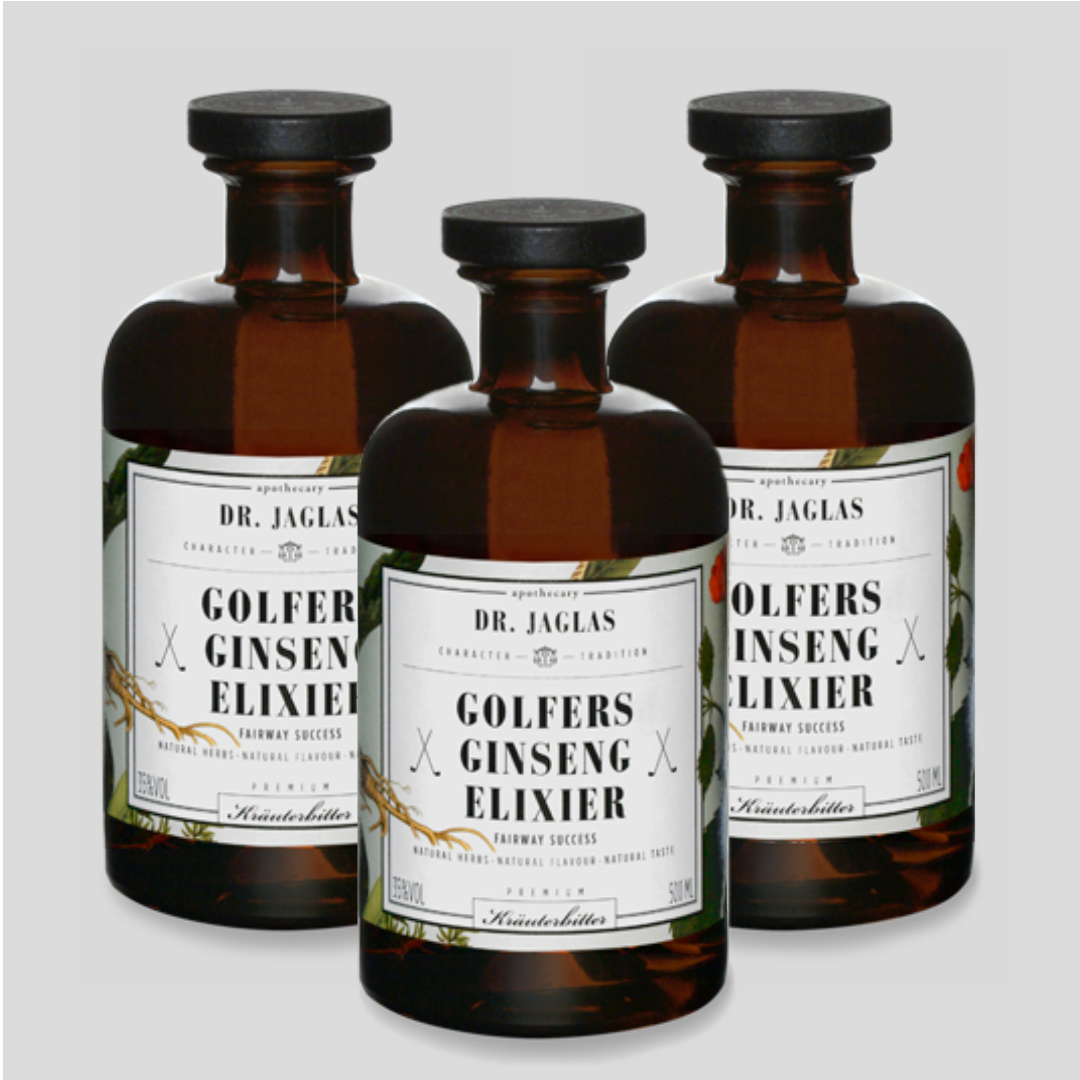 Golfers Ginseng Elixir 35%vol Premium Herbal Bitters in a gift box 500 ml