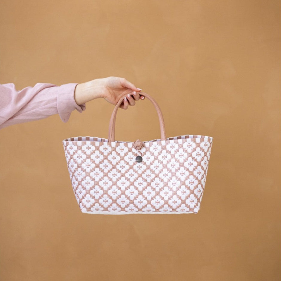 Mini Motif Bag – Handtasche S mit kurzem PU-Griff und weißem Muster