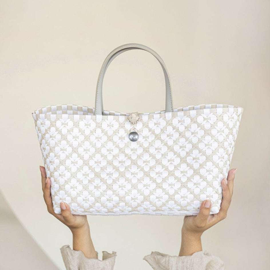 Mini Motif Bag – Handtasche S mit kurzem PU-Griff und weißem Muster