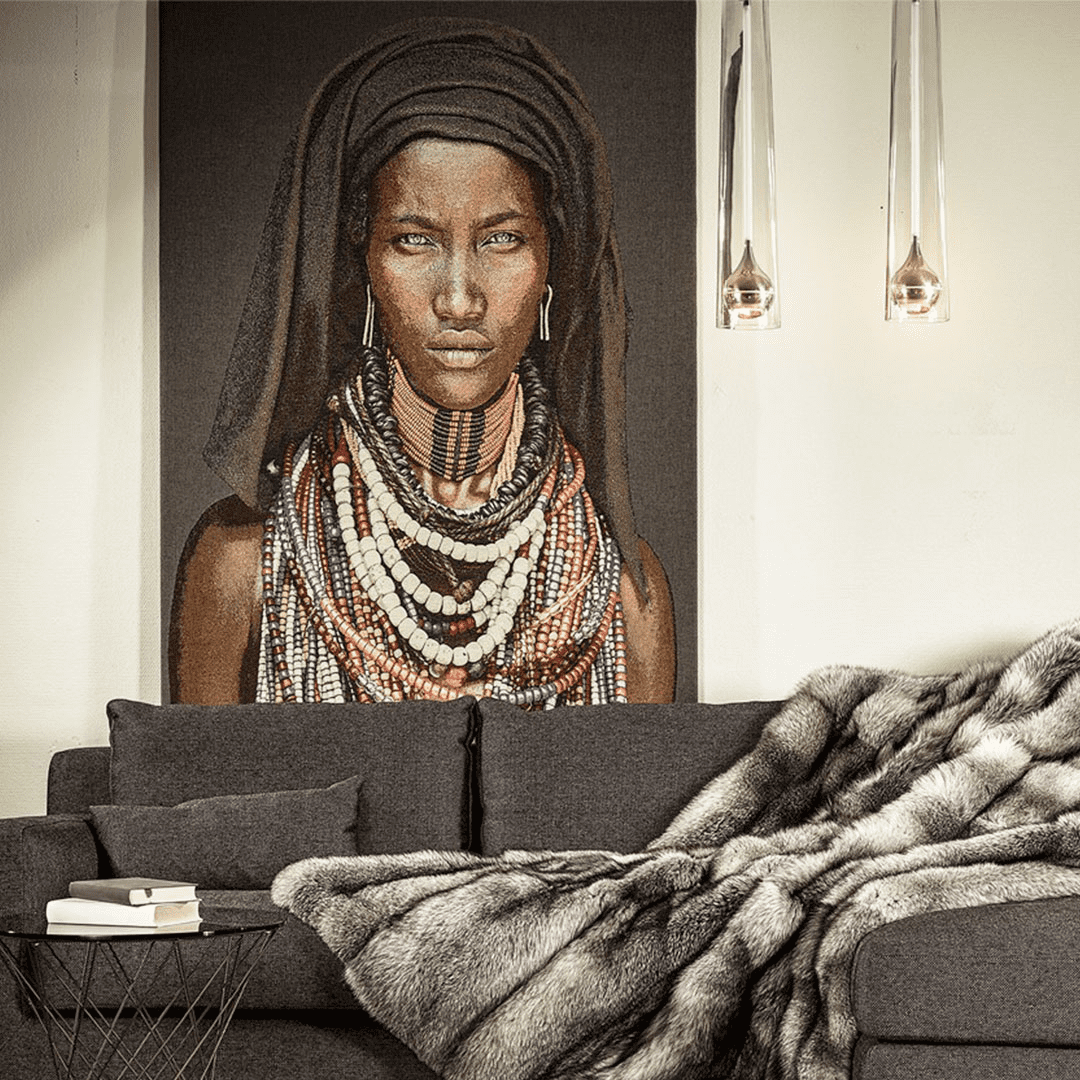 Gobelinbild Dawo Fulani Tribe – Sepia 125 x 75 cm - Objecto.shop #