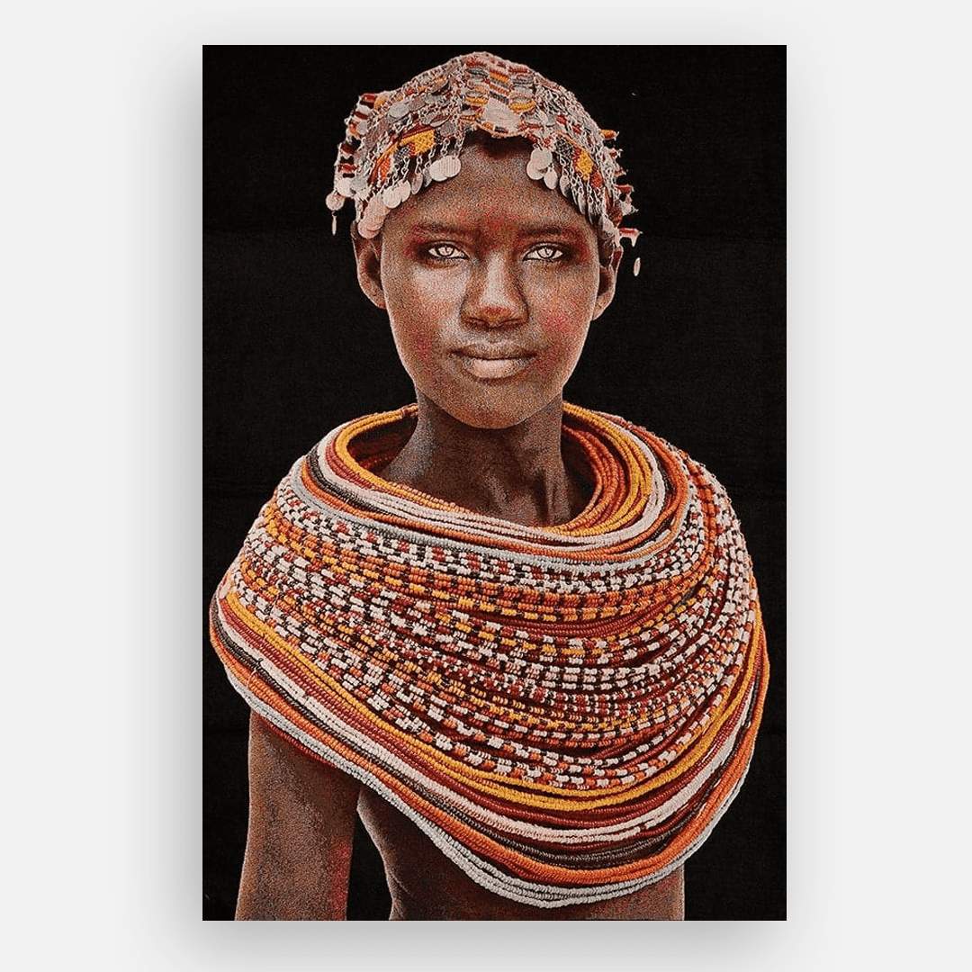 Gobelinbild Samburu Girl – Black 130 x 80 cm - Objecto.shop #