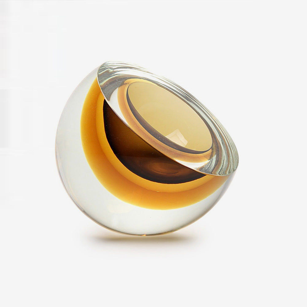 Minimalistische Glasschale - Drop Diagonal Fume-Ambar - Objecto.shop #